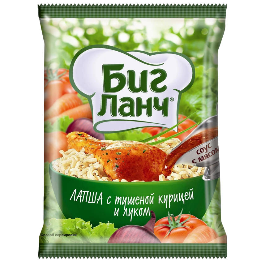 Лапша Биг Ланч тушен. кур.лук пакет 75г
